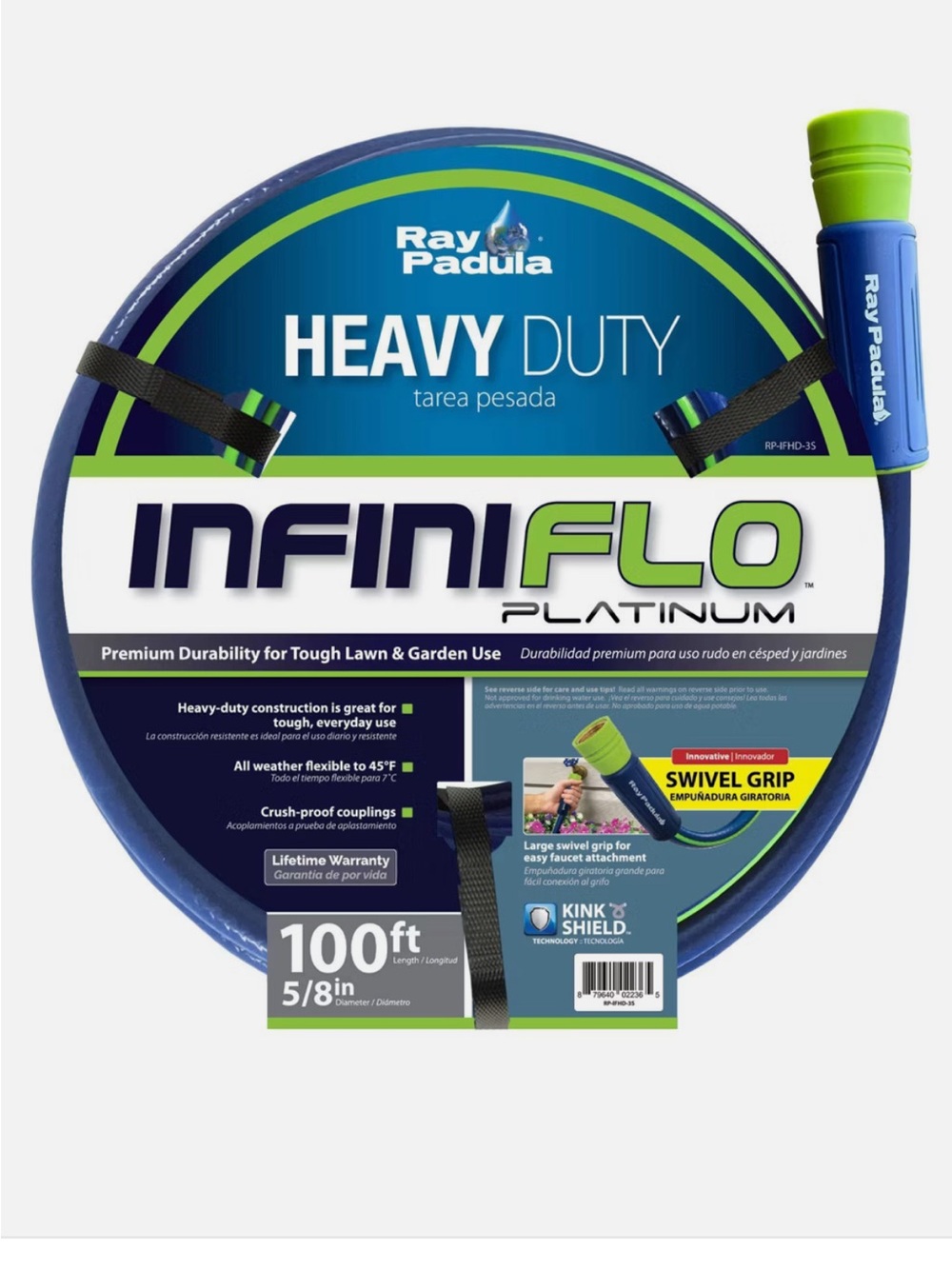 Ray Padula InfiniFlo Platinum Heavy Duty Garden Hose 100ft - Blue/Green